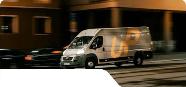 uParcel delivery van on the road